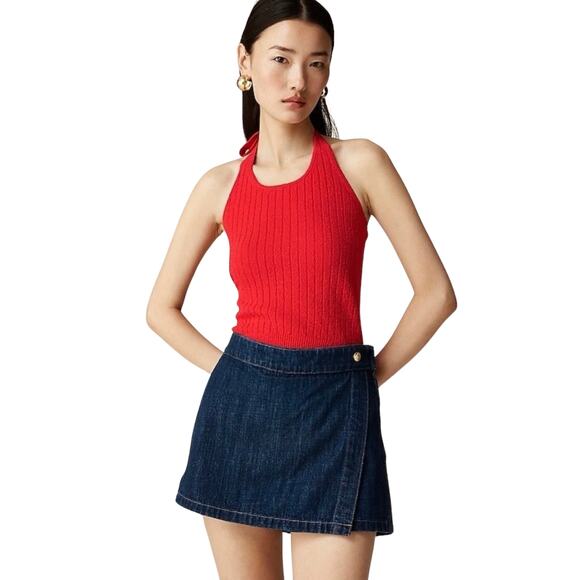 J. Crew Tops - NWT J.Crew Red Tie-Back Halter Knit Sweater Tank Top XS Bouclé